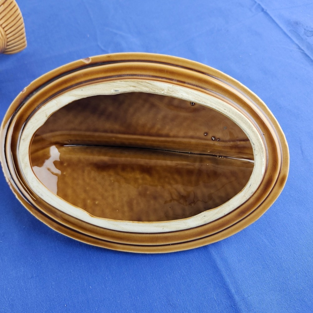 Vintage Majolica Sarreguemines France Service Fish‎ Tureen - 1950s - S - Picture 10 of 13